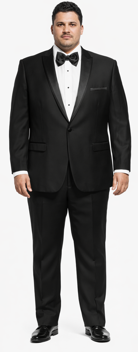 Black Slim Fit Tuxedo with Peak Framed Lapel – Wedding & Prom