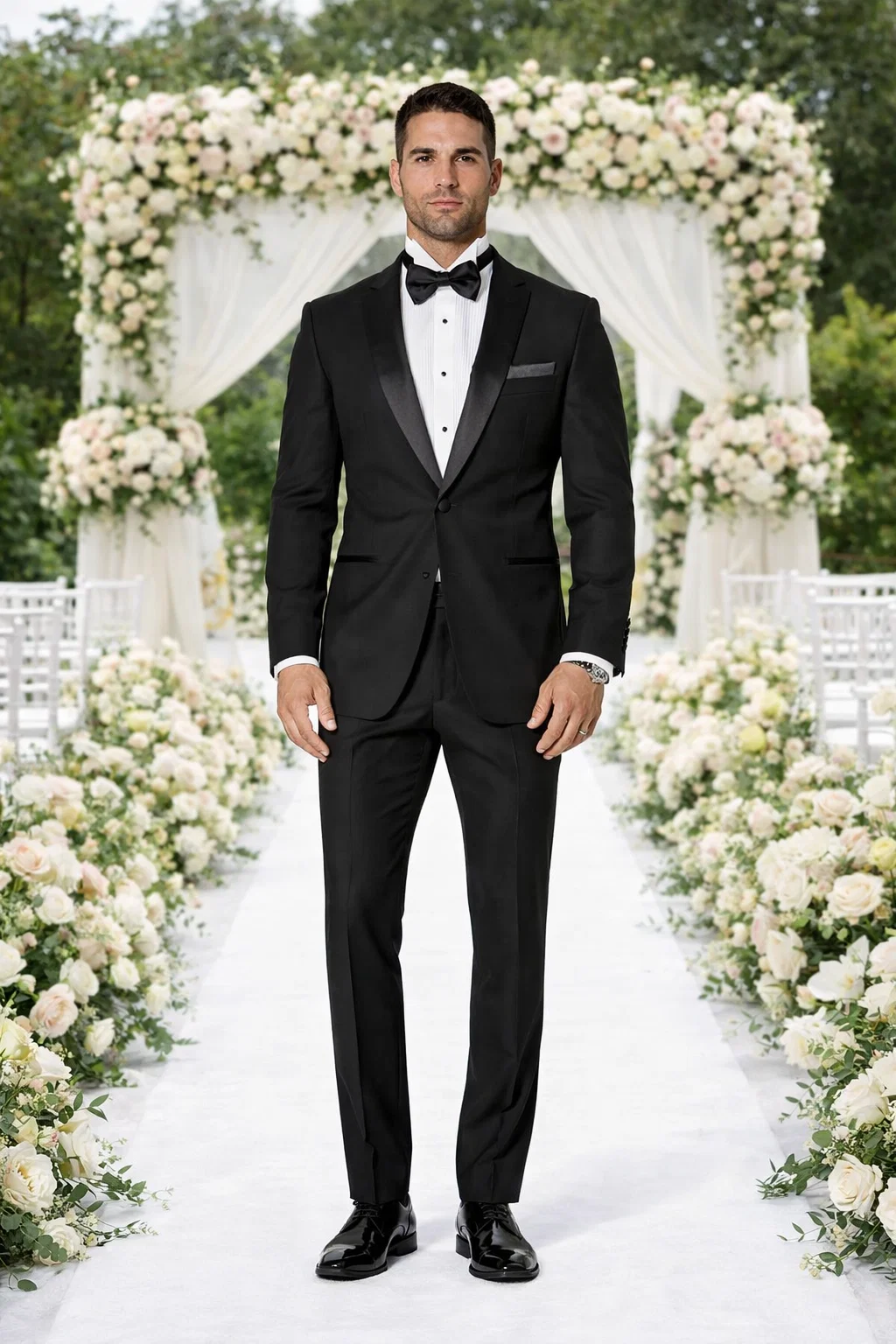 Black Slim Fit Tuxedo with Shawl Lapel – Wedding & Prom