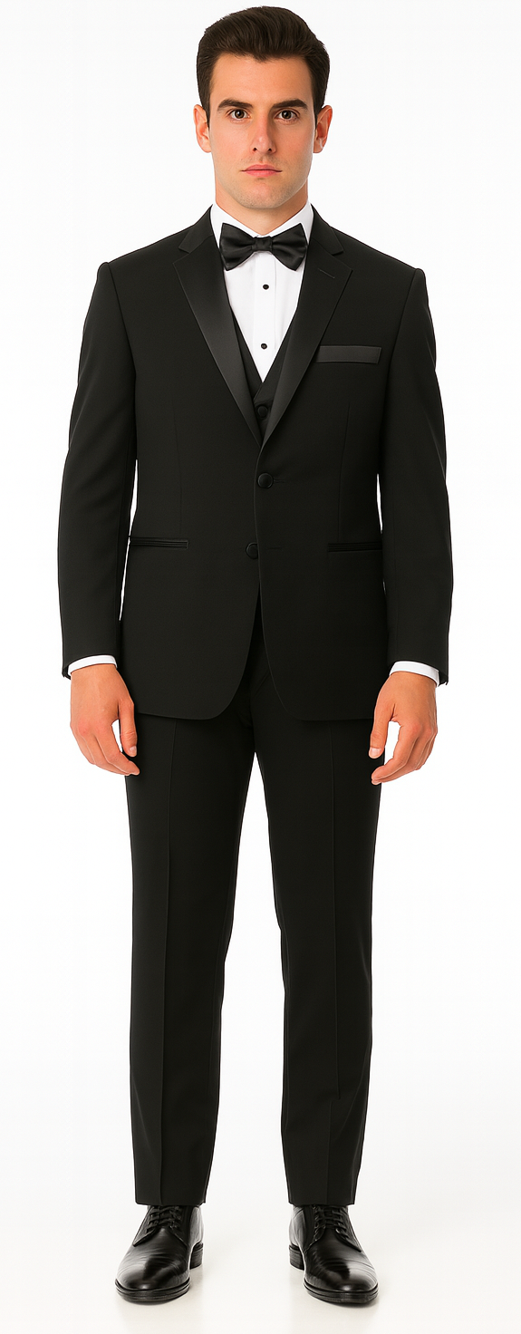 Black Tuxedo Slim Fit with Notch Lapel - Wedding - Prom – SuitUSA