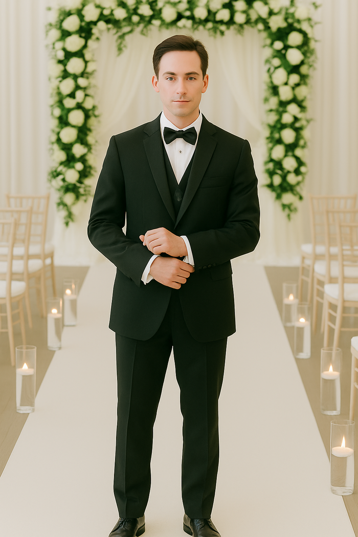 Black Tuxedo with Notch Lapel Classic Fit - Wedding - Prom