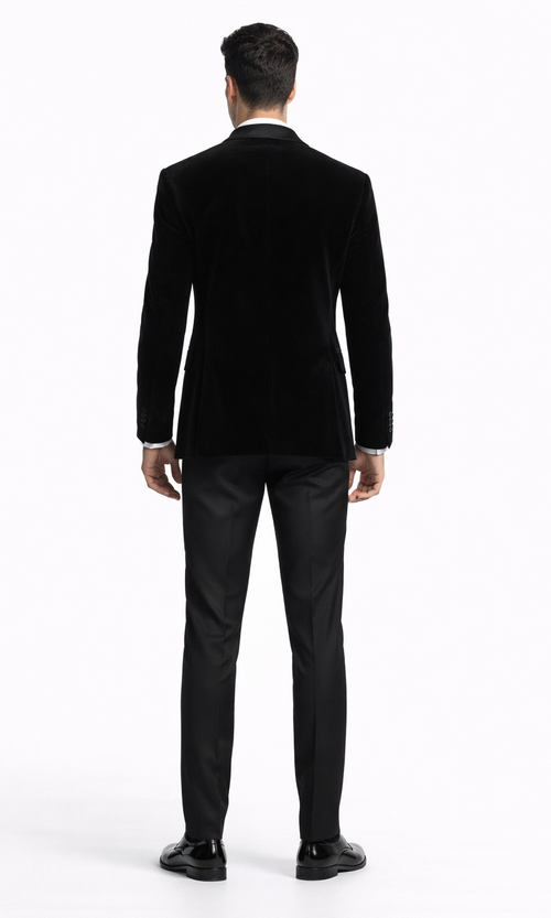 Black Velvet Tuxedo Jacket with Shawl Lapel – Slim Fit