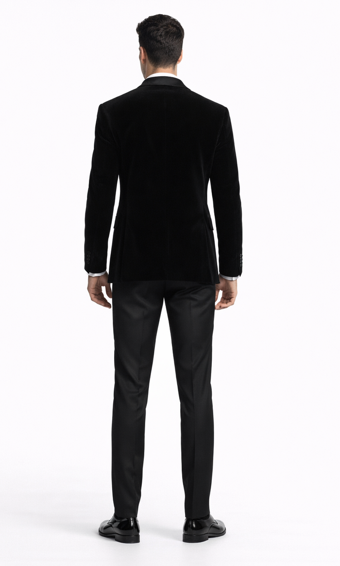 Black Velvet Tuxedo Jacket with Shawl Lapel – Slim Fit