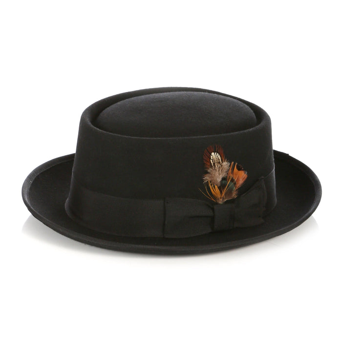 Black Premium Wool Pork Pie Hat by Ferrecci