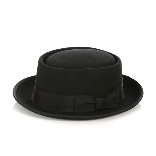 Black Premium Wool Pork Pie Hat by Ferrecci