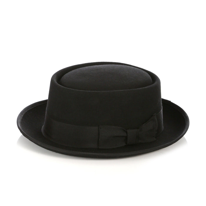 Black Premium Wool Pork Pie Hat by Ferrecci