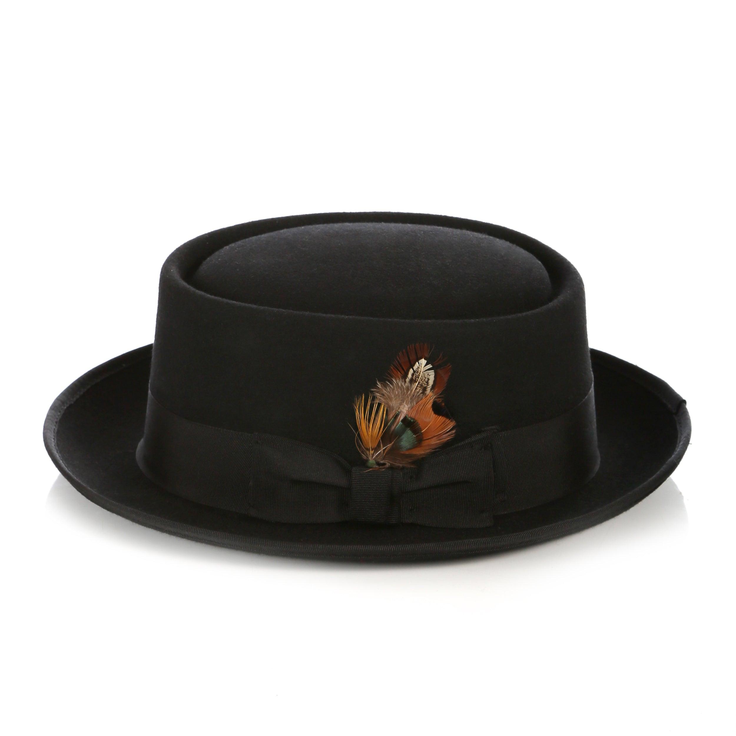 Black Premium Wool Pork Pie Hat by Ferrecci