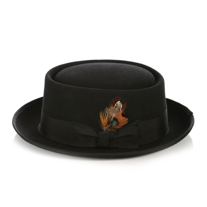Black Premium Wool Pork Pie Hat by Ferrecci