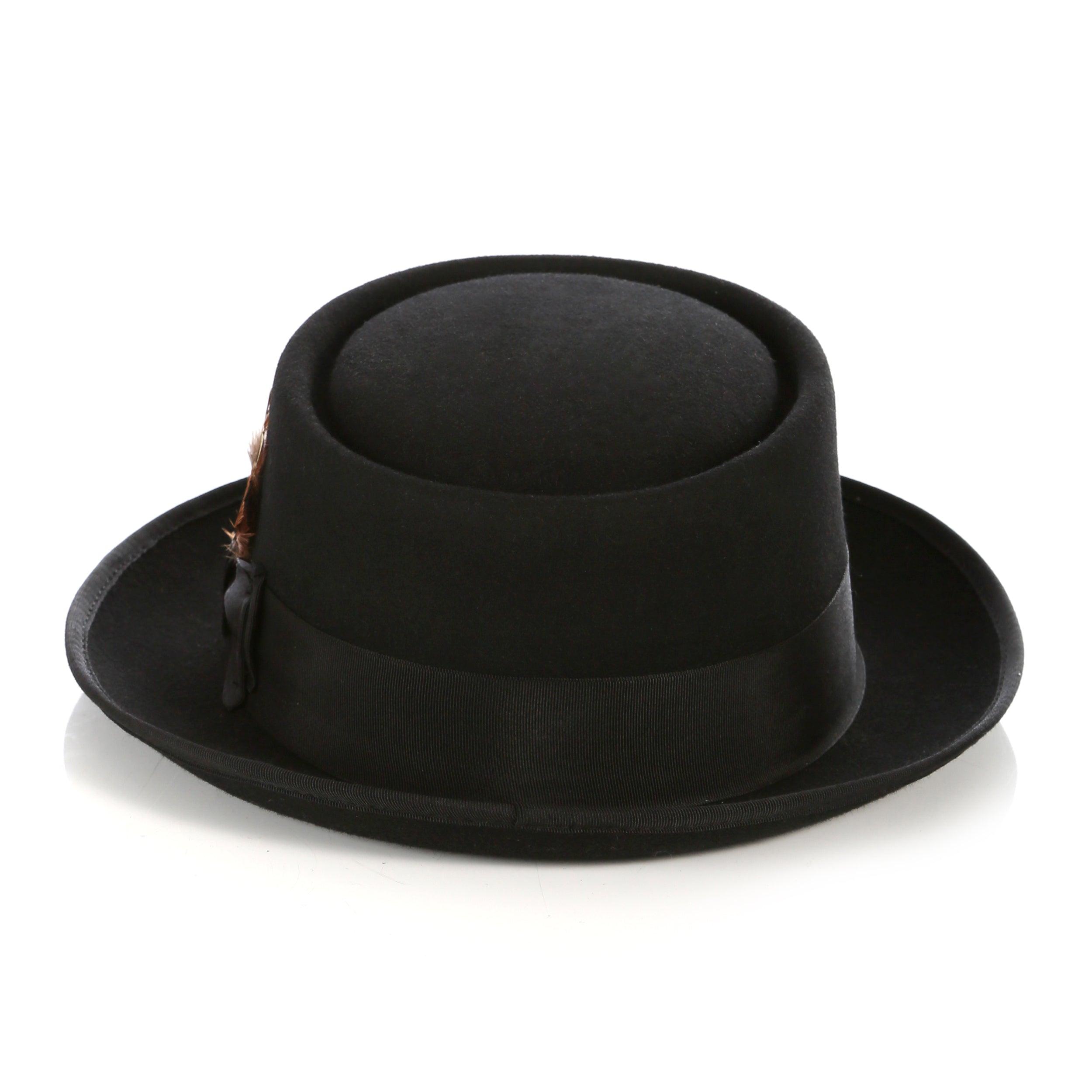 Black Premium Wool Pork Pie Hat by Ferrecci