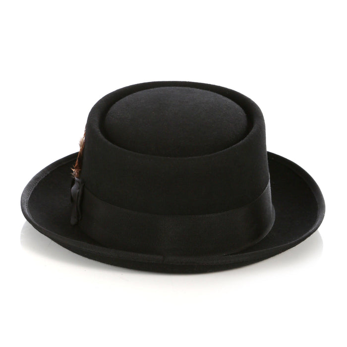 Black Premium Wool Pork Pie Hat by Ferrecci