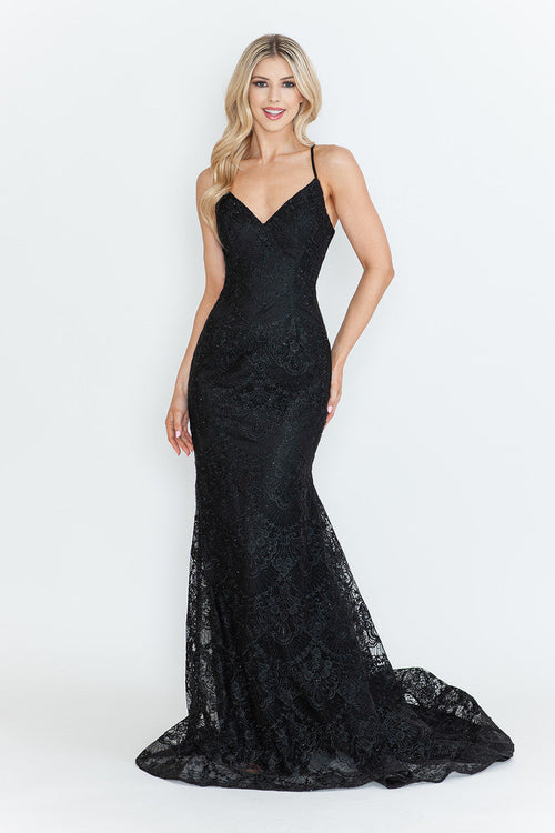 Red Carpet Dress V-Neck Spaghetti Strap Mermaid Gown By Lenovia 8338