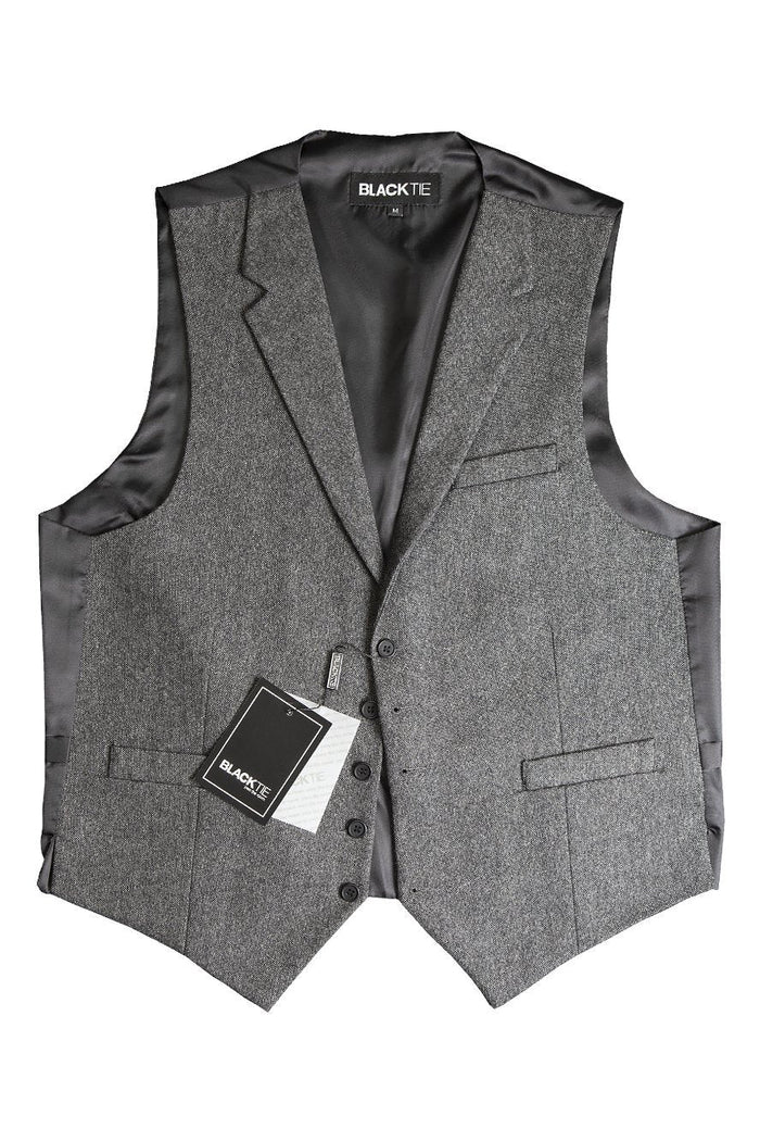Charcoal Camdyn Tweed Vest by BLACKTIE
