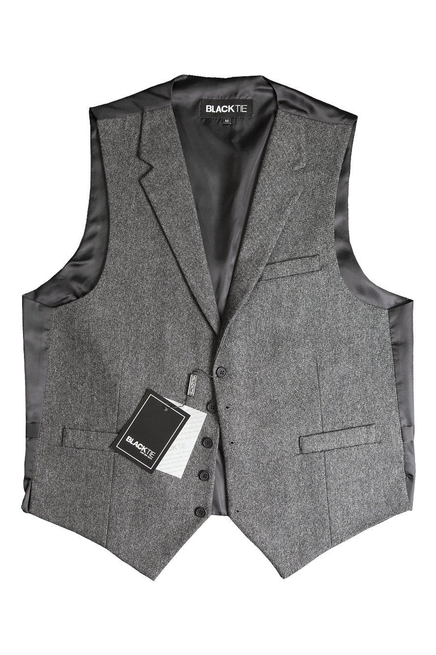 Charcoal Camdyn Tweed Vest by BLACKTIE