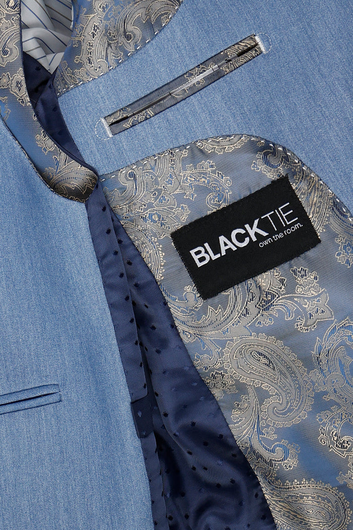 Liam Kids Denim Blue Suit (5-Piece Set) by BLACKTIE