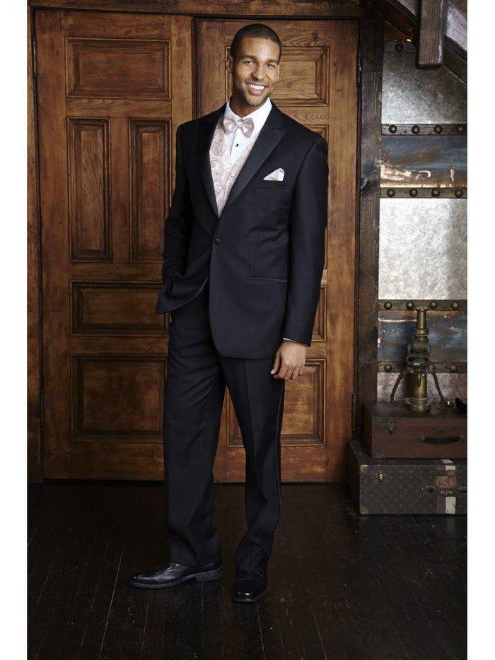Men's Black Super 150's Luxury Viscose Blend Tuxedo Jacket 1-Button with Peak Lapel