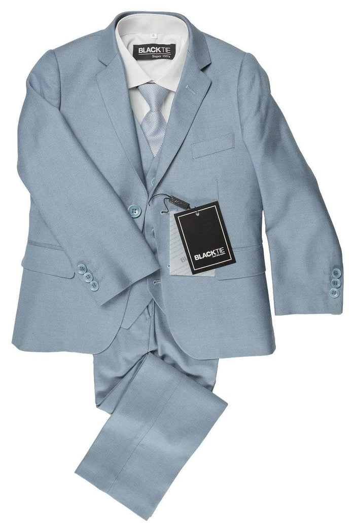 Premium Kids Light Blue 5-Piece Wool Blend Suit BLACKTIE