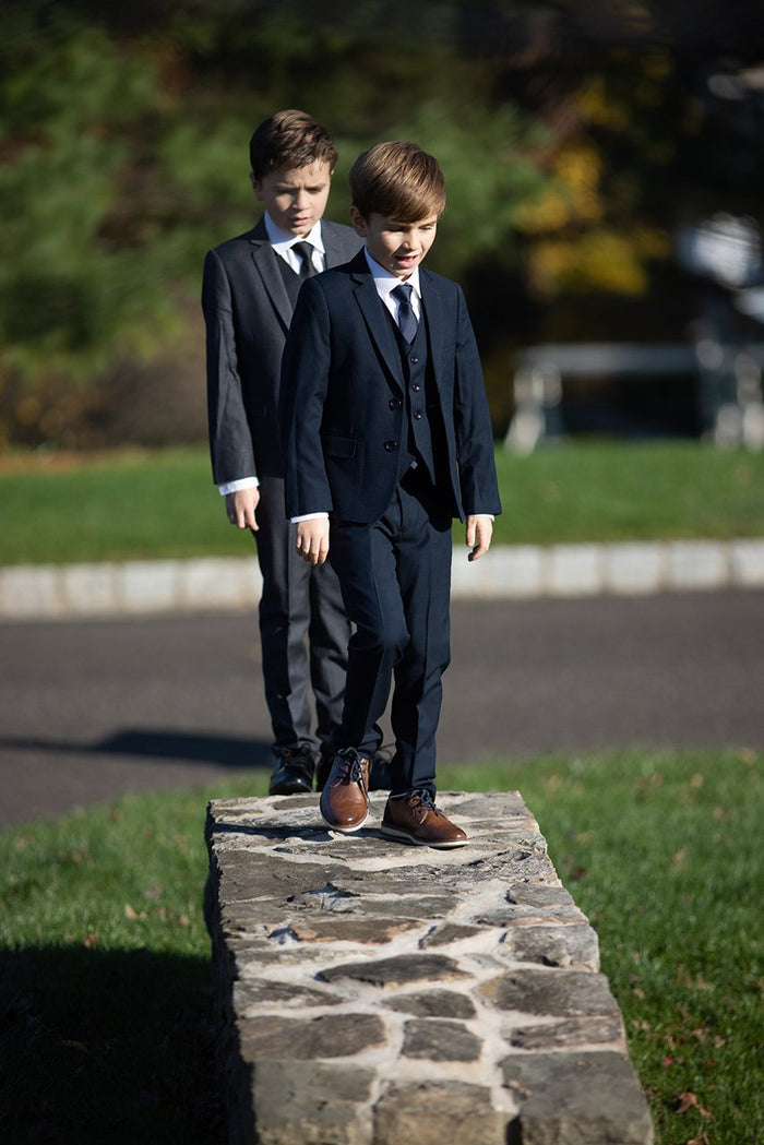 Premium Kids Midnight Navy 5-Piece Wool Blend Suit by BLACKTIE
