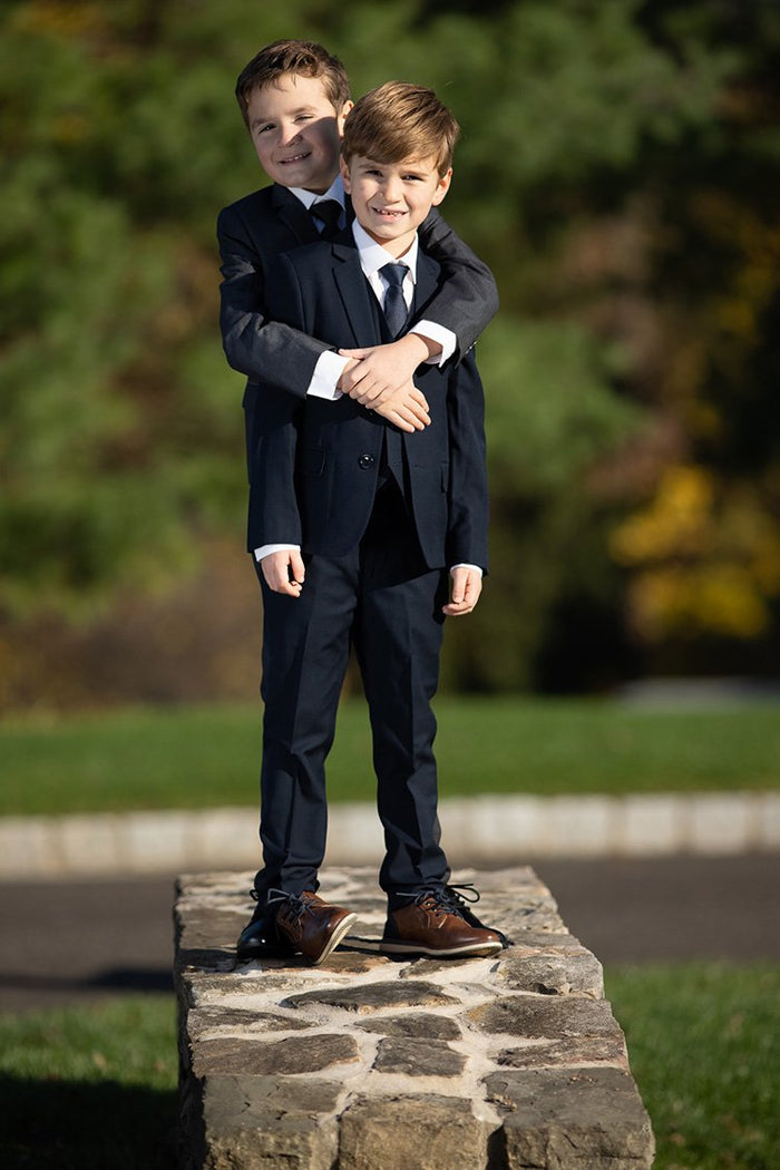 Premium Kids Midnight Navy 5-Piece Wool Blend Suit by BLACKTIE