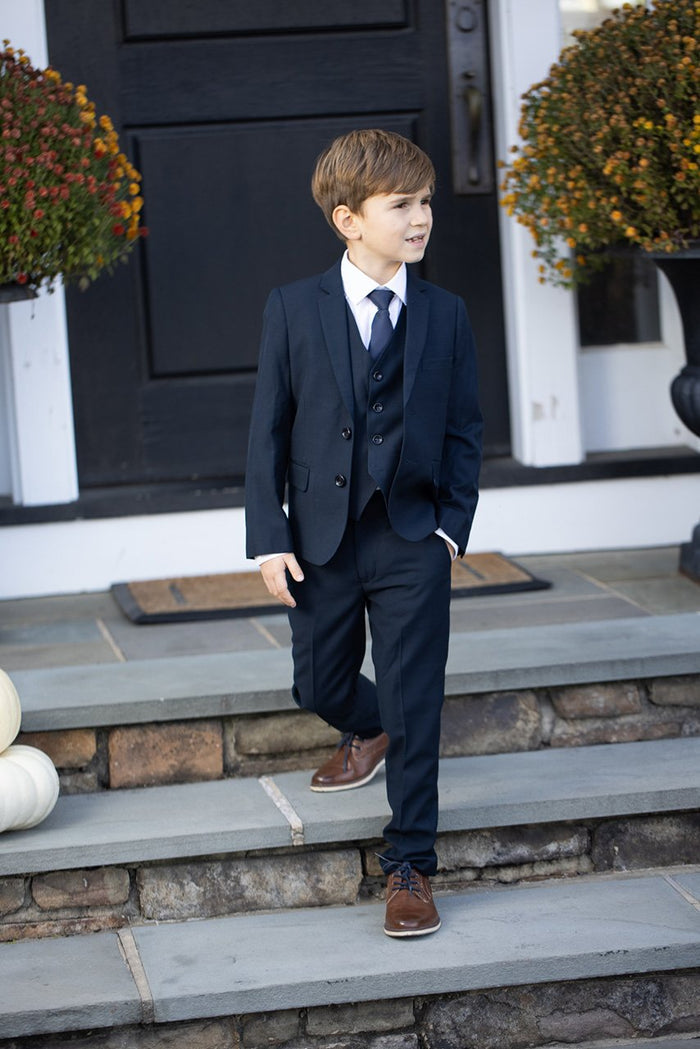 Premium Kids Midnight Navy 5-Piece Wool Blend Suit by BLACKTIE