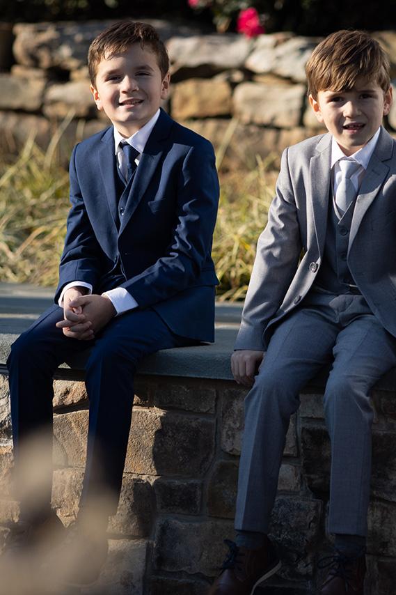 Premium Kids Sapphire Blue 5-Piece Wool Blend Suit BLACKTIE