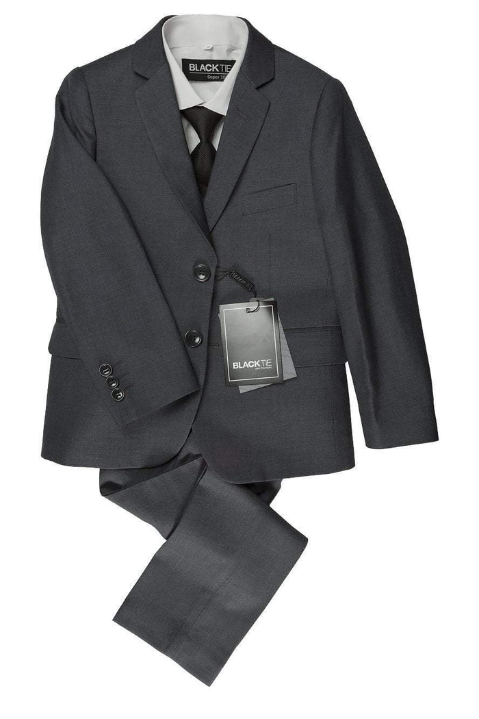 Premium Kids Steel Grey 5-Piece Wool Blend Suit by BLACKTIE