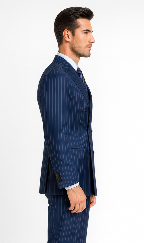 Royal Blue Pinstripe Suit - Gangster Suit - 1920's Suit - Double Breasted Suit