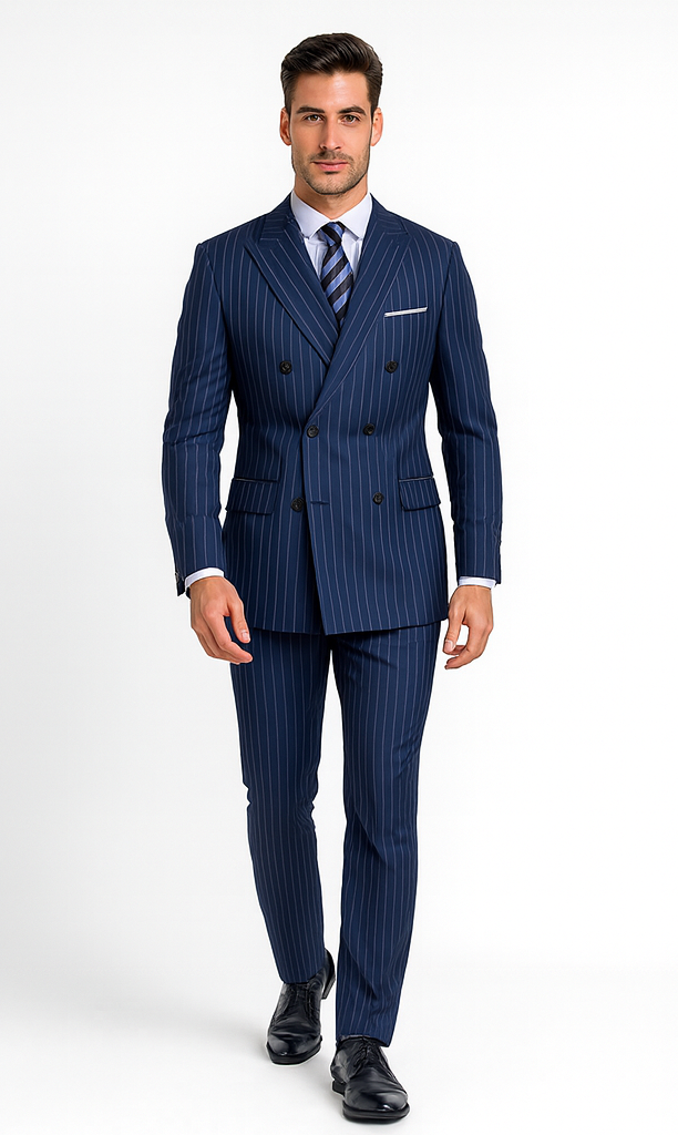 Royal Blue Pinstripe Suit - Gangster Suit - 1920's Suit - Double Breasted Suit by USA Men's Outlet