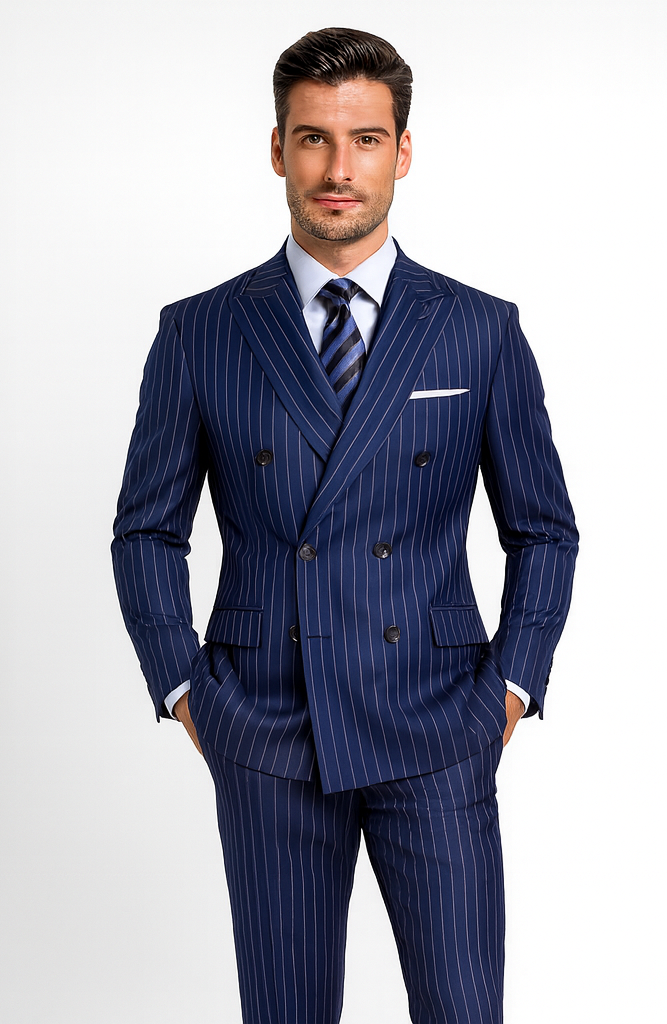 Royal Blue Pinstripe Suit - Gangster Suit - 1920's Suit - Double Breasted Suit by USA Men's Outlet