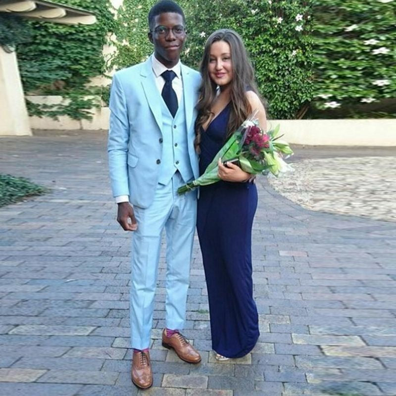 Light blue prom deals dress and tux Baby Blue Prom Tuxedo