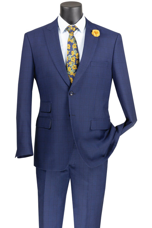 Blue Windowpane 2 Piece Modern Fit Suit by Vinci