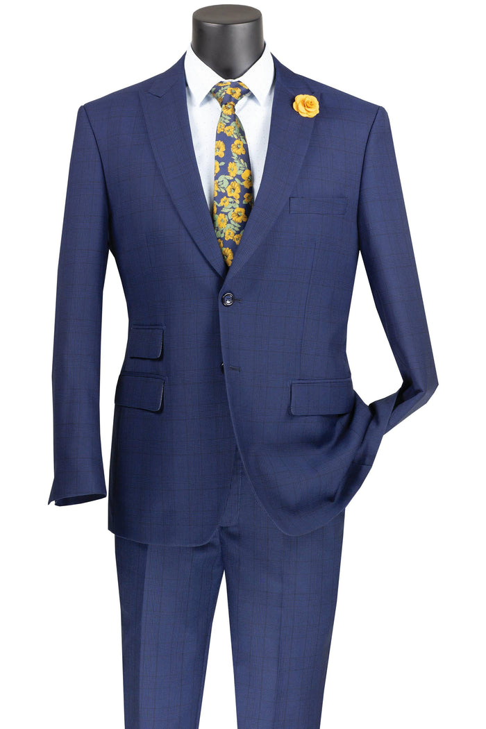 Blue Windowpane 2 Piece Modern Fit Suit by Vinci