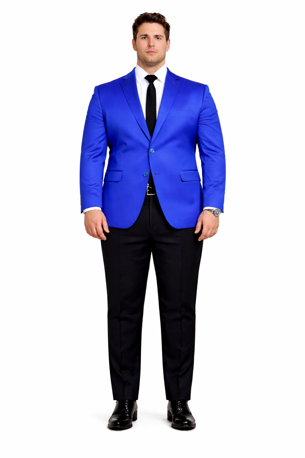 Men’s Slim Fit Blue Satin Blazer – Elegant Two-Button Formal Suit Jacket for Weddings, in blue Color