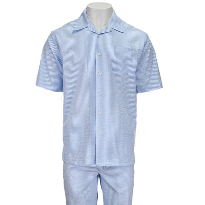 Blue Seersucker 2pc Set by USA Men's Outlet