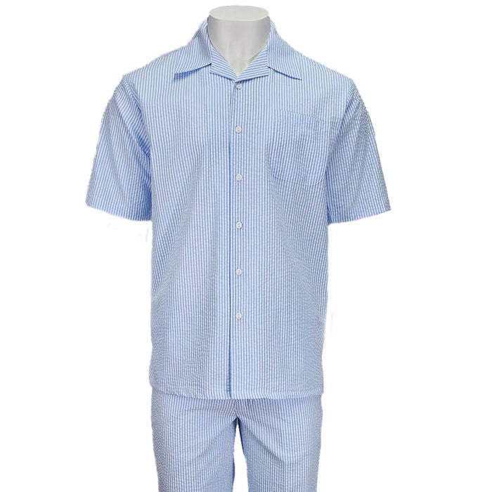 Blue Seersucker 2pc Set by USA Men's Outlet