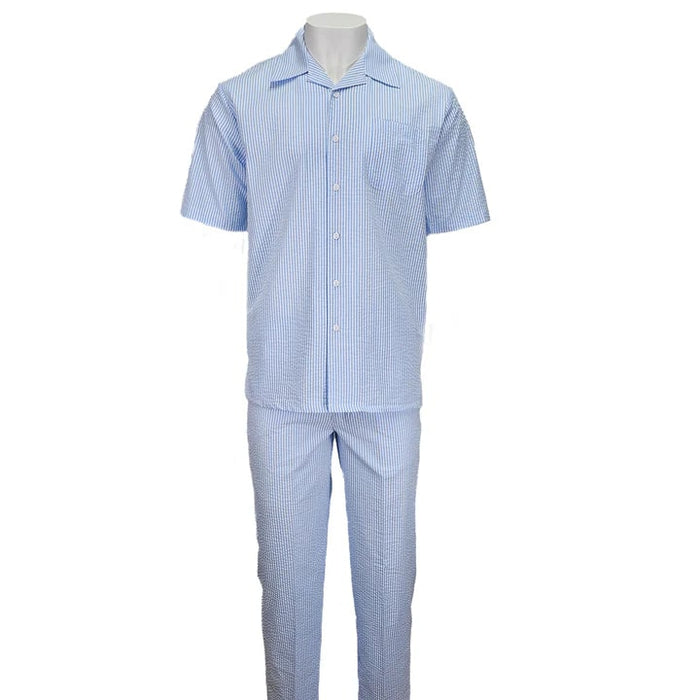 Blue Seersucker 2pc Set by USA Men's Outlet