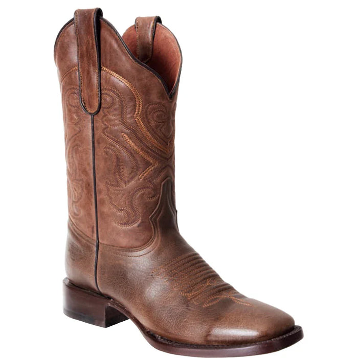 Mens White Diamond Boot Napa Brown Cowboy Boots Square Toe