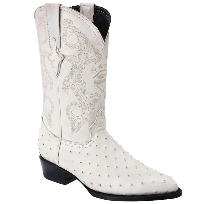 Off-White Ostrich Print Western Boot J-Toe