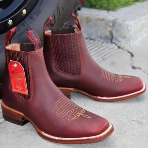 Mens Quincy Boots Shedron Brown Ankle Boots Square Toe