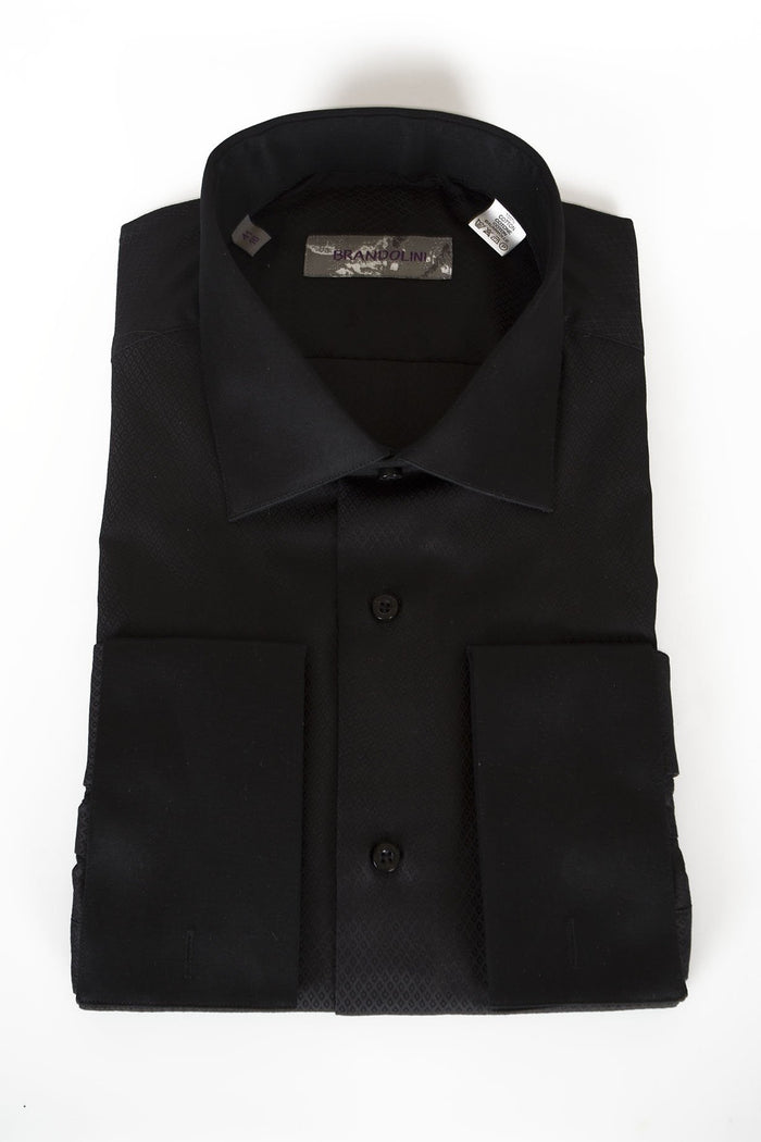 Monticello Black Laydown Tuxedo Shirt by Brandolini