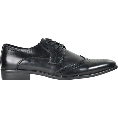 Bravo - Black Wingtip Lace-Up Dress Shoes - 1920s Vintage Style - USA Men's Outlet