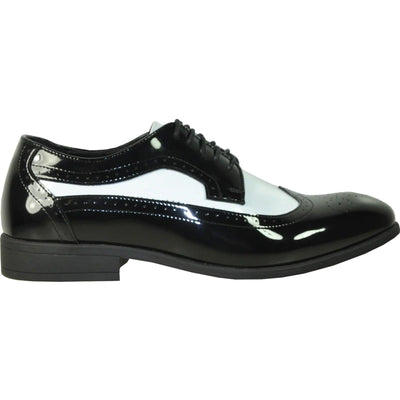 Bravo Men's 1920s Gangster Wingtip Dress Shoe - Black & White - USA Men's Outlet