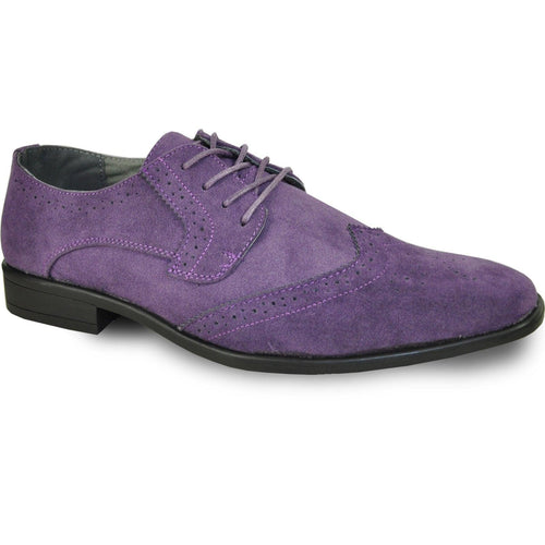 "Bravo Men's Vegan Suede Wingtip Lace Up Dress Shoe for Weddings & Proms - Purple" - USA Men's Outlet