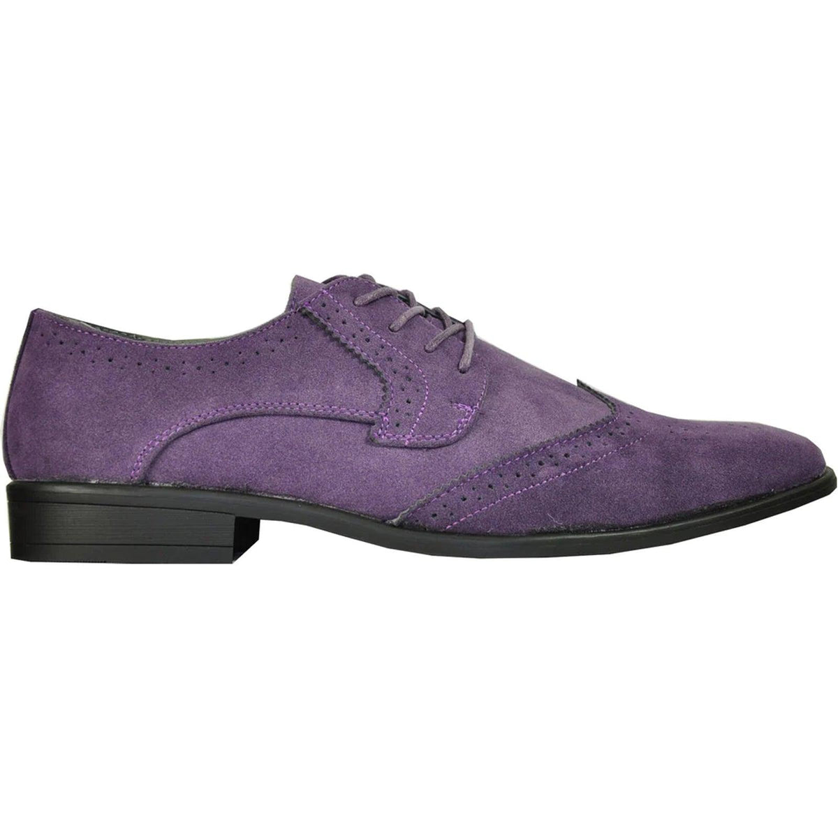 "Bravo Men's Vegan Suede Wingtip Lace Up Dress Shoe for Weddings & Proms - Purple" - USA Men's Outlet