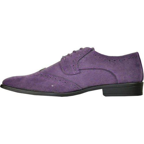 "Bravo Men's Vegan Suede Wingtip Lace Up Dress Shoe for Weddings & Proms - Purple" - USA Men's Outlet