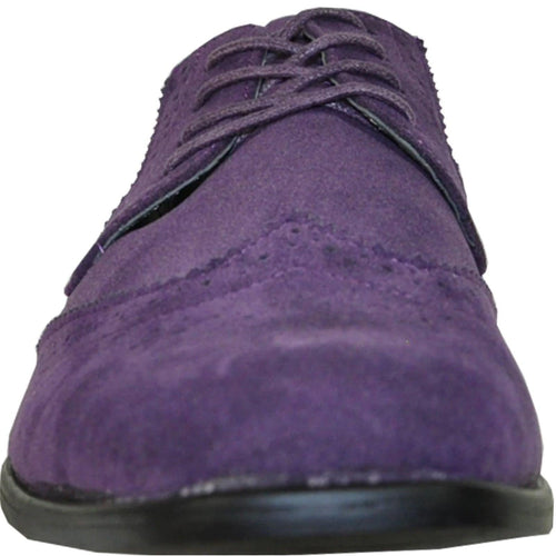 "Bravo Men's Vegan Suede Wingtip Lace Up Dress Shoe for Weddings & Proms - Purple" - USA Men's Outlet