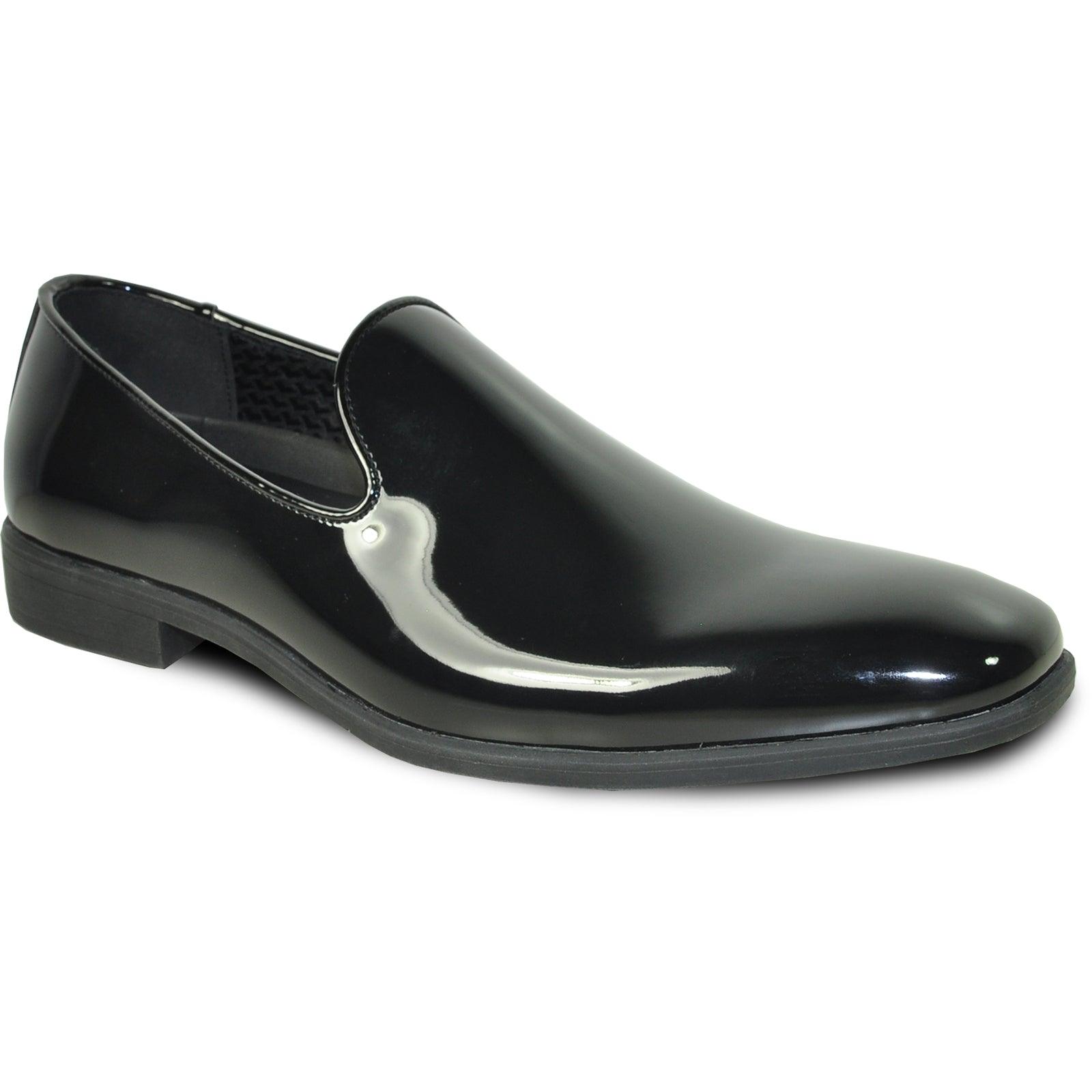 Bravo Mens Classic Patent Loafer Tuxedo Shoe in Black w/Plain Toe Slip On - USA Men's Outlet – SuitUSA
