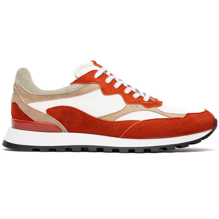 Zelli Bruno Goat Suede and Calfskin Trainer Sneaker in Rust & Taupe