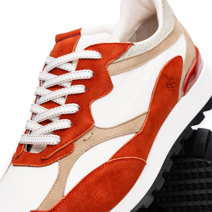 Zelli Bruno Goat Suede and Calfskin Trainer Sneaker in Rust & Taupe
