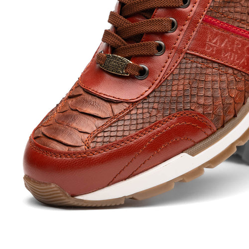 Marco Di Milano Brescia Python & Calfskin Sneakers Cognac