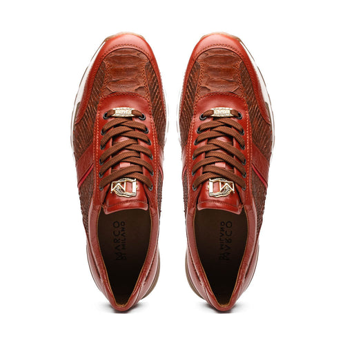 Marco Di Milano Brescia Python & Calfskin Sneakers Cognac