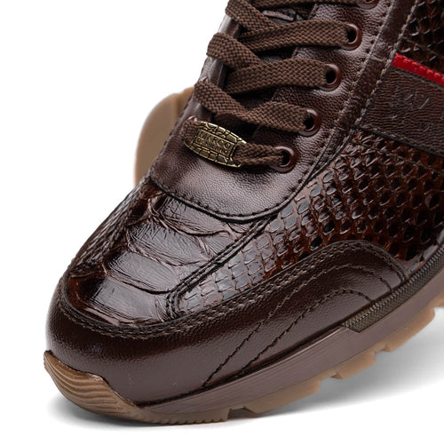 Marco Di Milano Brescia Python & Calfskin Sneakers Brown